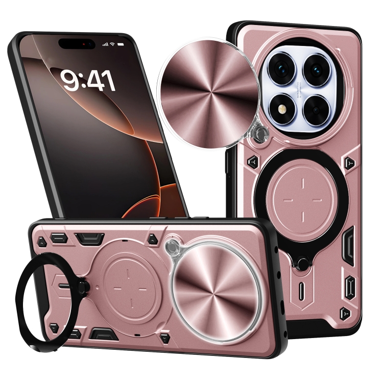 

For Redmi Note 14 Pro 5G CD Texture Sliding Camshield Magnetic Holder Phone Case(Rose Gold)
