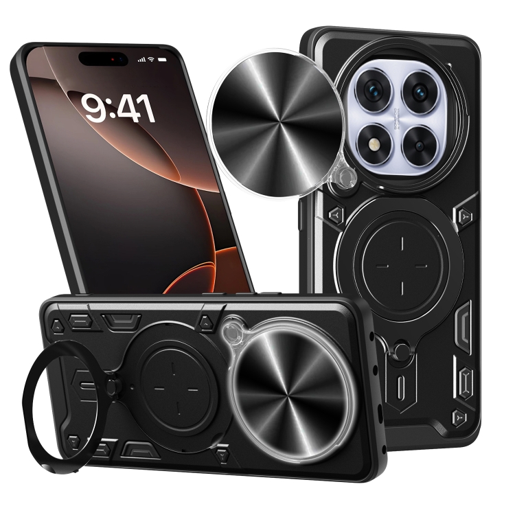 

For Redmi Note 14 Pro 5G CD Texture Sliding Camshield Magnetic Holder Phone Case(Black)