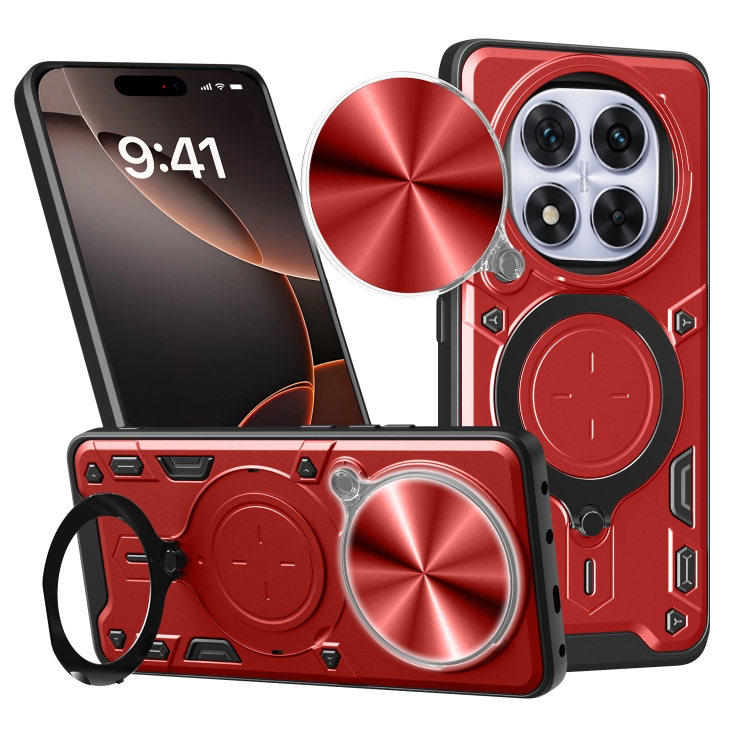 

For Redmi Note 14 Pro 5G CD Texture Sliding Camshield Magnetic Holder Phone Case(Red)