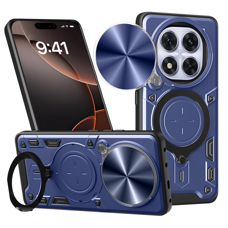 

For Redmi Note 14 Pro 5G CD Texture Sliding Camshield Magnetic Holder Phone Case(Blue)