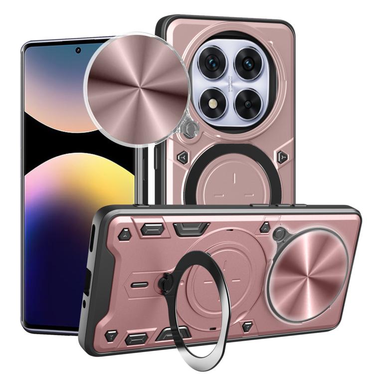 

For Redmi Note 14 Pro 4G CD Texture Sliding Camshield Magnetic Holder Phone Case(Rose Gold)