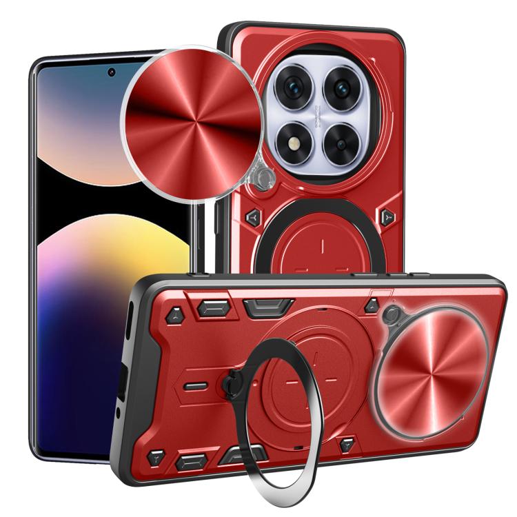 

For Redmi Note 14 Pro 4G CD Texture Sliding Camshield Magnetic Holder Phone Case(Red)