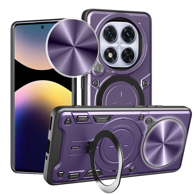 

For Redmi Note 14 Pro 4G CD Texture Sliding Camshield Magnetic Holder Phone Case(Purple)