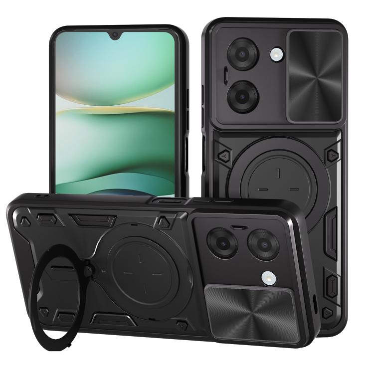 

For Redmi A5 4G 171.7mm CD Texture Sliding Camshield Magnetic Holder Phone Case(Black)