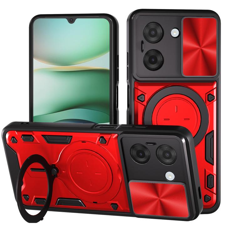 

For Redmi A5 4G 173.3mm CD Texture Sliding Camshield Magnetic Holder Phone Case(Red)