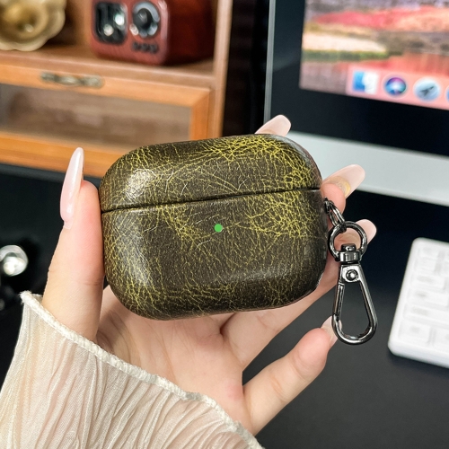 

For AirPods Pro Retro Oil Leather Bluetooth Earphones Protective Case(Army Green)