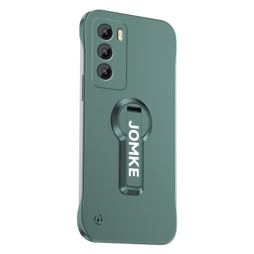 

For OPPO Reno12 Pro Baking Varnish 360 Rotate Holder No Frame PC Phone Case(Green)