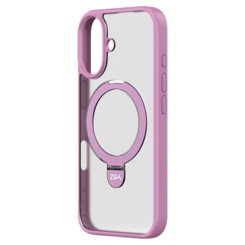 

For iPhone 16 Plus ZGA Magsafe Holder PC Hybrid TPU Phone Case(Pink)