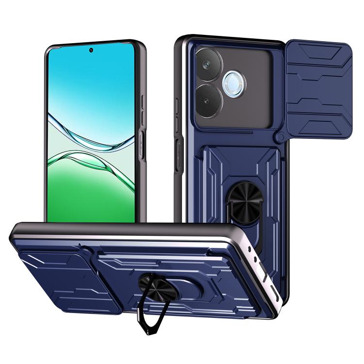 

For OPPO A5 Pro 5G Global Sliding Camshield TPU+PC Phone Case with Card Slot(Blue)
