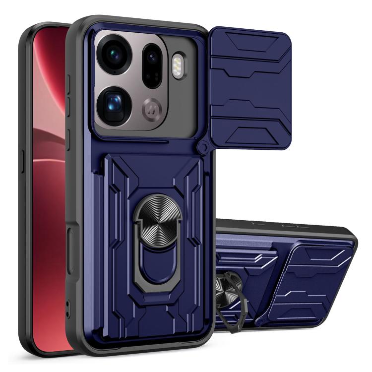 

For OPPO Find X9 Pro Sliding Camshield TPU+PC Phone Case with Card Slot(Blue)