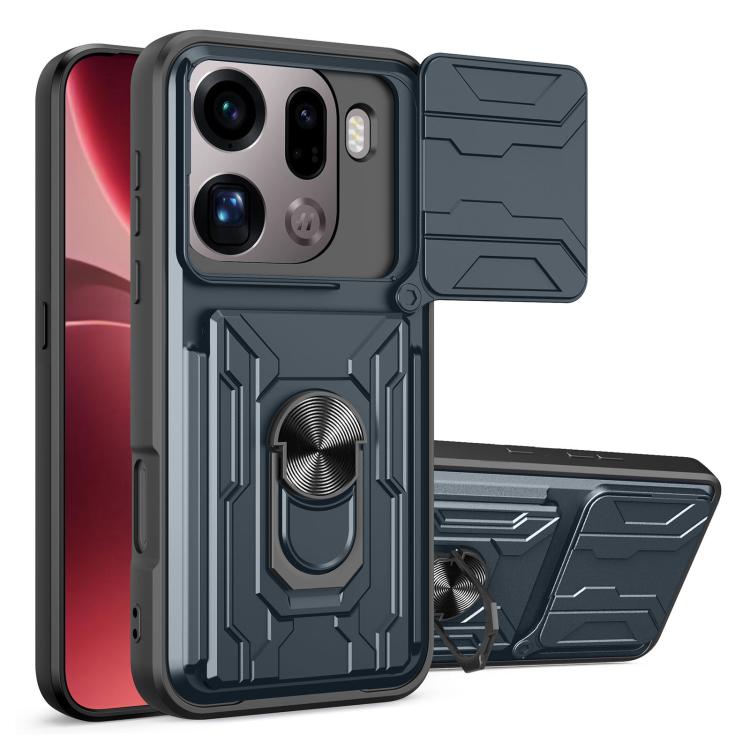 

For OPPO Find X9 Pro Sliding Camshield TPU+PC Phone Case with Card Slot(Grey)