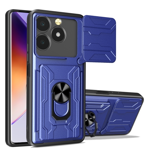 

For Realme C61 / C63 Sliding Camshield TPU+PC Phone Case with Card Slot(Blue)