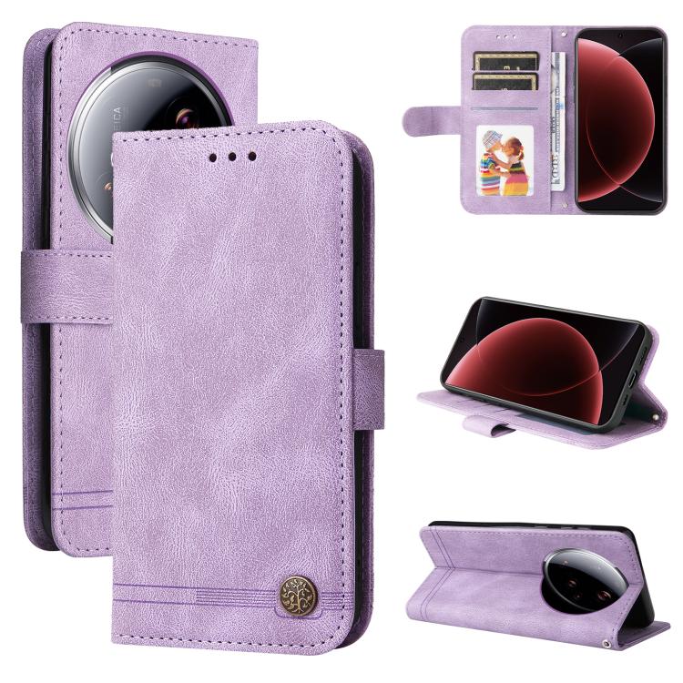 

For Xiaomi 15 Ultra Skin Feel Life Tree Metal Button Leather Phone Case(Purple)