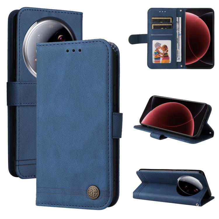 

For Xiaomi 15 Ultra Skin Feel Life Tree Metal Button Leather Phone Case(Blue)