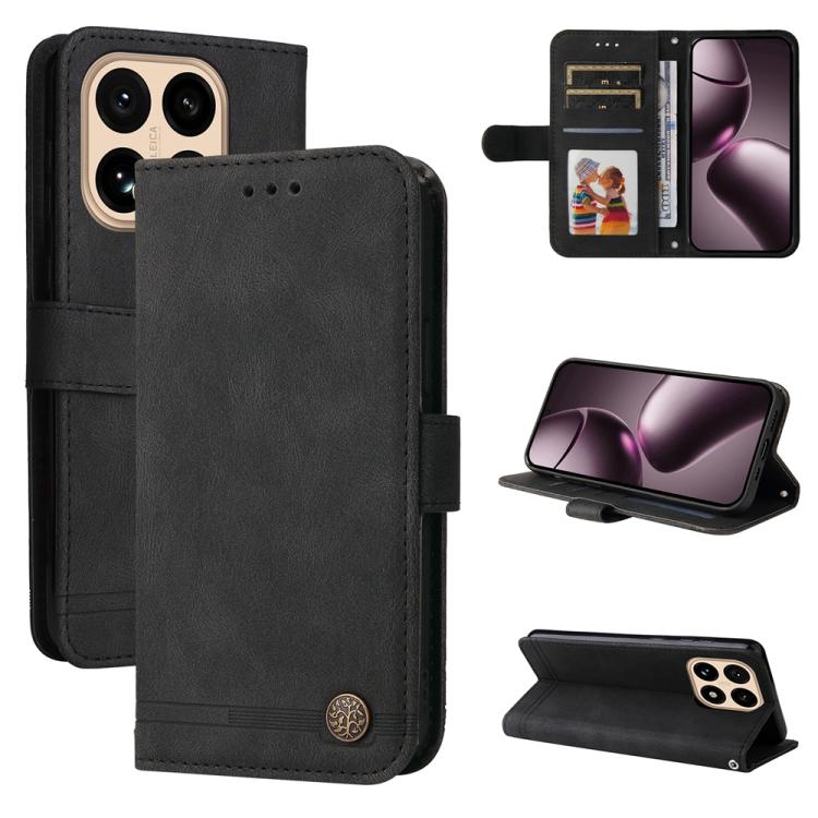 

For Xiaomi 15T 5G Skin Feel Life Tree Metal Button Leather Phone Case(Black)