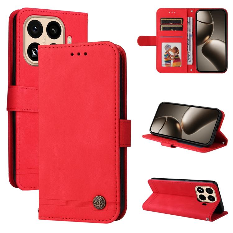 

For Xiaomi 15T Pro 5G Skin Feel Life Tree Metal Button Leather Phone Case(Red)
