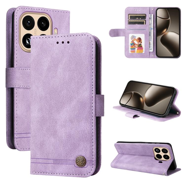 

For Xiaomi 15T Pro 5G Skin Feel Life Tree Metal Button Leather Phone Case(Purple)