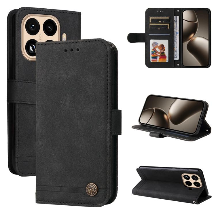 

For Xiaomi 15T Pro 5G Skin Feel Life Tree Metal Button Leather Phone Case(Black)