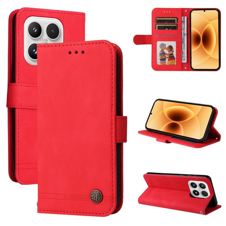 

For Xiaomi 17 Skin Feel Life Tree Metal Button Leather Phone Case(Red)