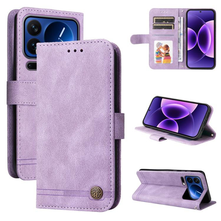 

For Xiaomi 17 Pro Skin Feel Life Tree Metal Button Leather Phone Case(Purple)