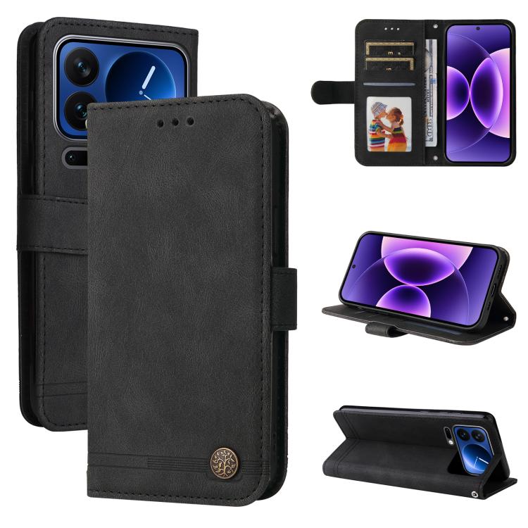 

For Xiaomi 17 Pro Skin Feel Life Tree Metal Button Leather Phone Case(Black)