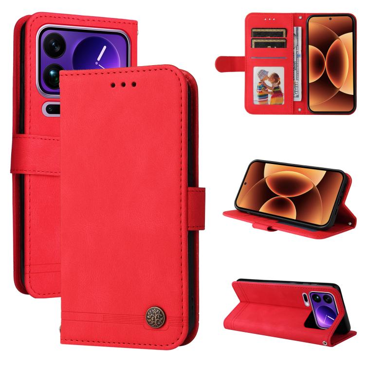 

For Xiaomi 17 Pro Max Skin Feel Life Tree Metal Button Leather Phone Case(Red)