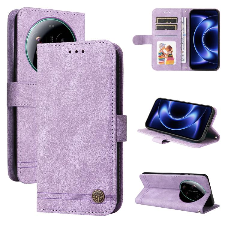 

For Xiaomi 17 Ultra Skin Feel Life Tree Metal Button Leather Phone Case(Purple)