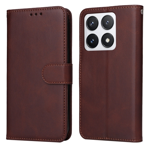 

For Xiaomi 14T Pro Classic Calf Texture Flip Leather Phone Case(Brown)