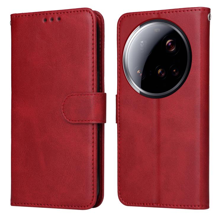 

For Xiaomi 15 Ultra Classic Calf Texture Flip Leather Phone Case(Red)