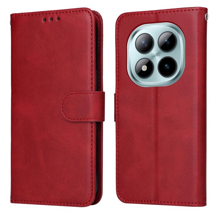 For Xiaomi Poco M7 4G 169mm Classic Calf Texture Flip Leather Phone Case(Red)