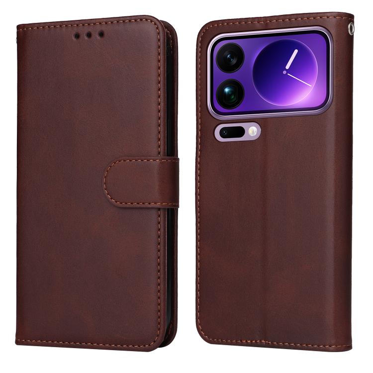 

For Xiaomi 17 Pro Max Classic Calf Texture Flip Leather Phone Case(Brown)