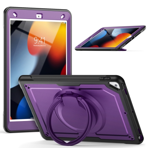 

For iPad 10.2 2021 / 2020 / 10.5 2019 Honeycomb Hybrid Tablet Case with Handle Holder & Strap(Purple)