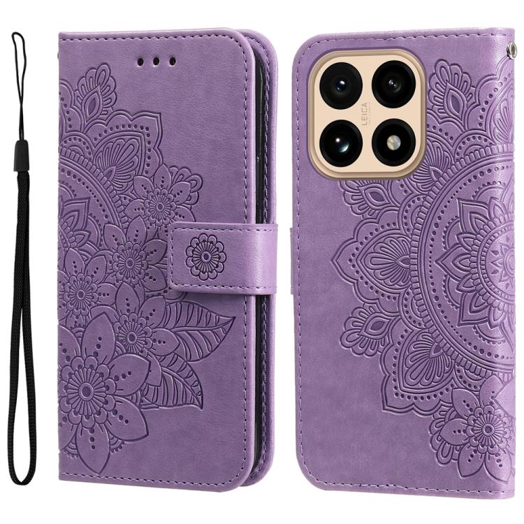

For Xiaomi 15T 5G Seven-petal Flowers Embossing Leather Phone Case(Light Purple)