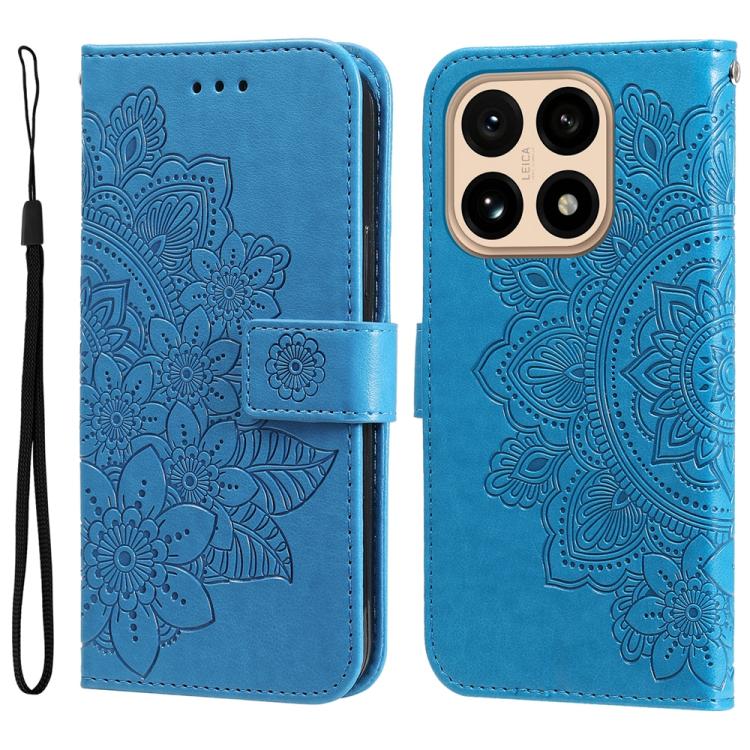 

For Xiaomi 15T 5G Seven-petal Flowers Embossing Leather Phone Case(Blue)