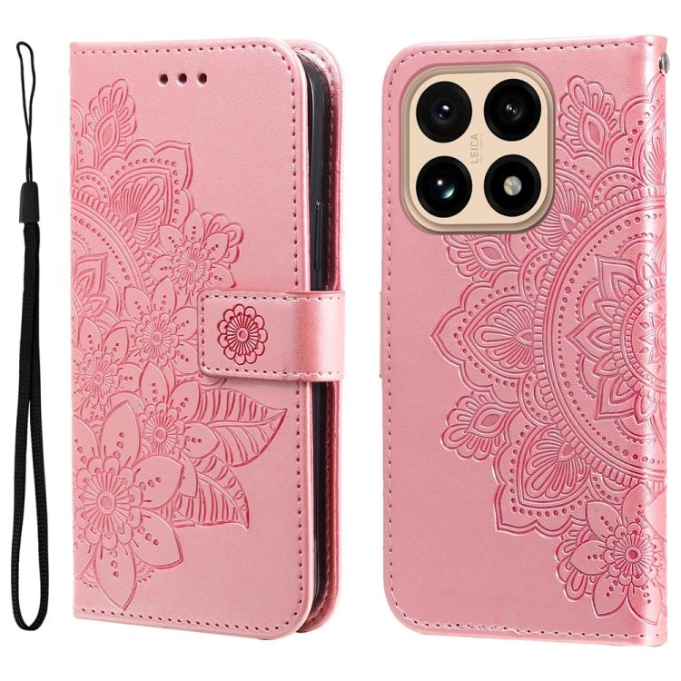 

For Xiaomi 15T 5G Seven-petal Flowers Embossing Leather Phone Case(Rose Gold)