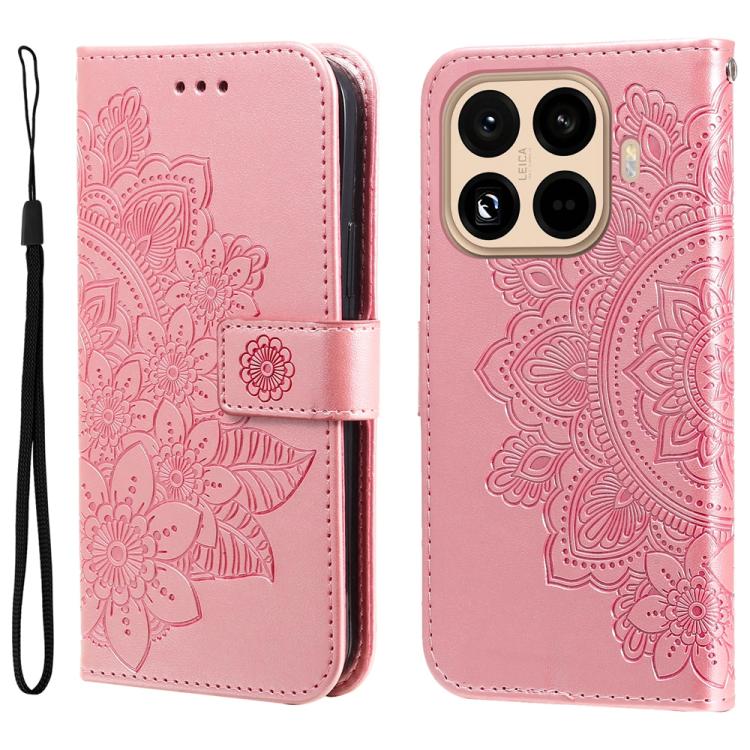 

For Xiaomi 15T Pro 5G Seven-petal Flowers Embossing Leather Phone Case(Rose Gold)