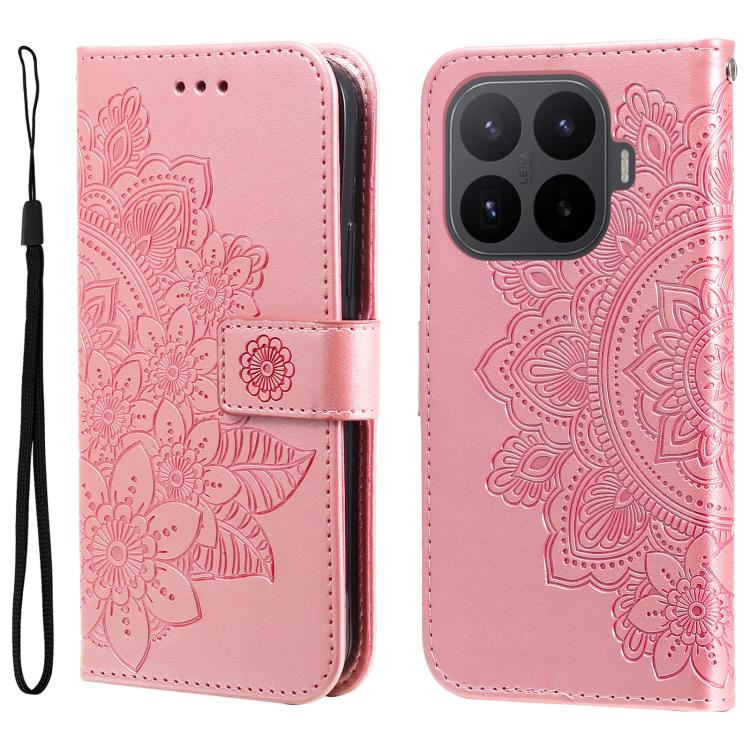 

For Xiaomi 17T 5G Seven-petal Flowers Embossing Leather Phone Case(Rose Gold)