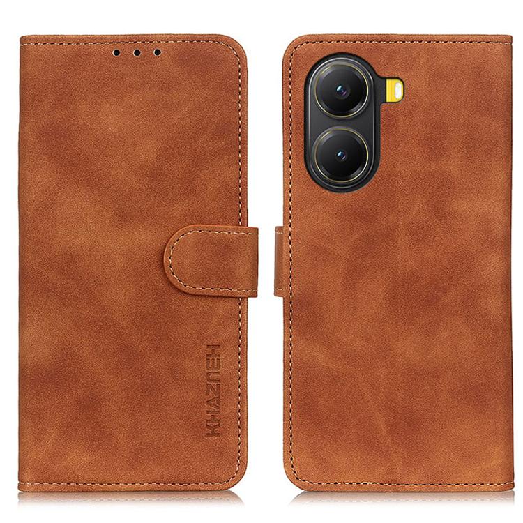 

For Xiaomi Poco X7 Pro KHAZNEH Retro Texture Flip Leather Phone Case(Brown)