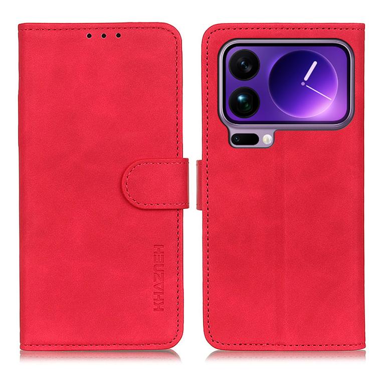 

For Xiaomi 17 Pro KHAZNEH Retro Texture Flip Leather Phone Case(Red)