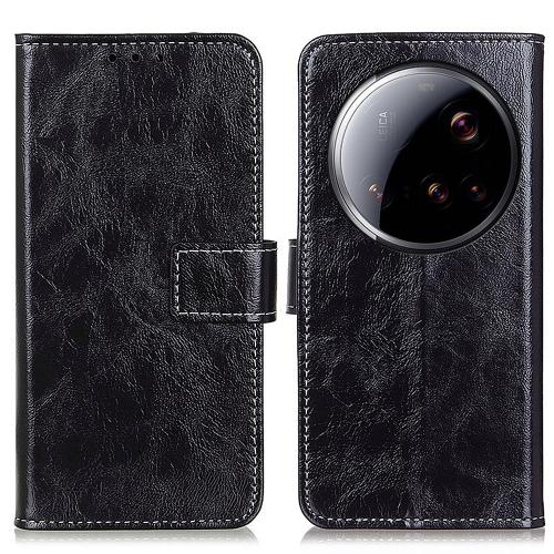 

For Xiaomi 15 Ultra Retro Crazy Horse Texture Leather Phone Case(Black)