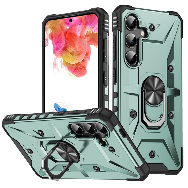 

For Samsung Galaxy S24+ 5G Ring Holder Phone Case(Midnight Green)