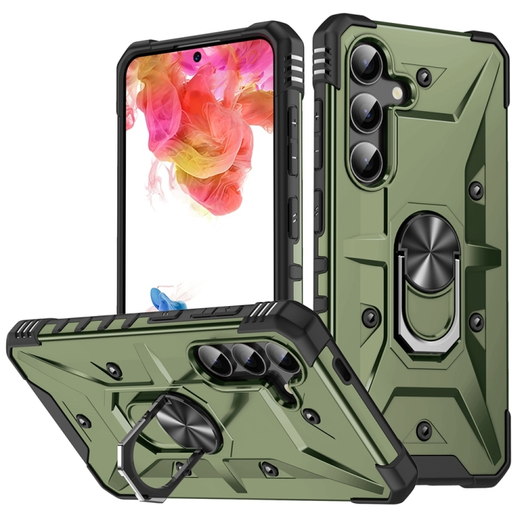 

For Samsung Galaxy S24+ 5G Ring Holder Phone Case(Army Green)
