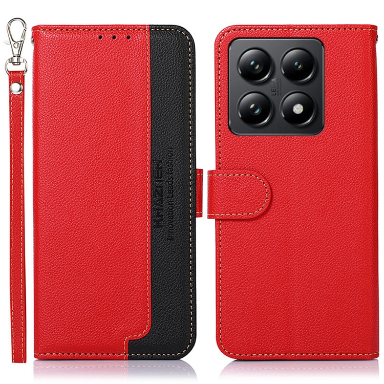 

For Xiaomi 14T Pro KHAZNEH Litchi Texture Leather RFID Phone Case(Red)