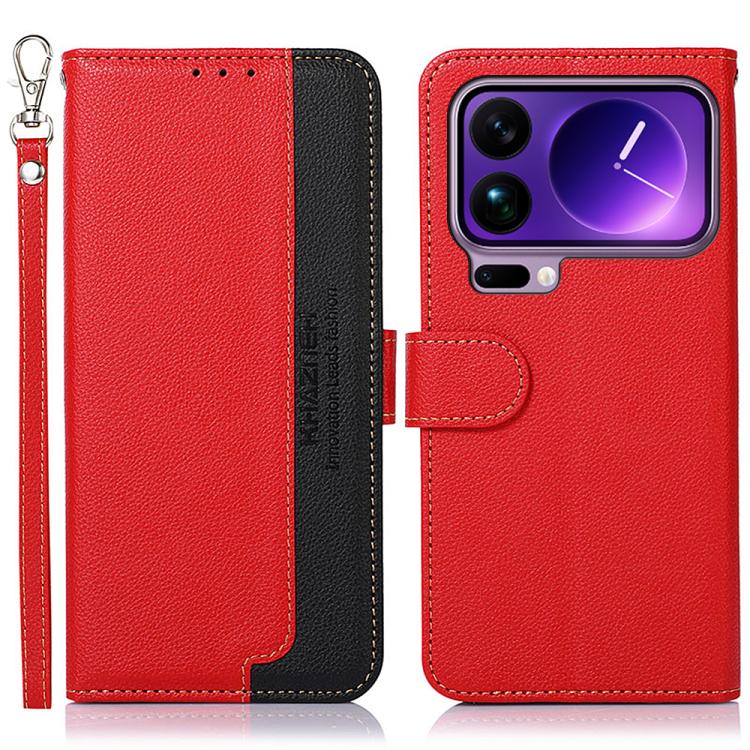 

For Xiaomi 17 Pro KHAZNEH Litchi Texture Leather RFID Phone Case(Red)