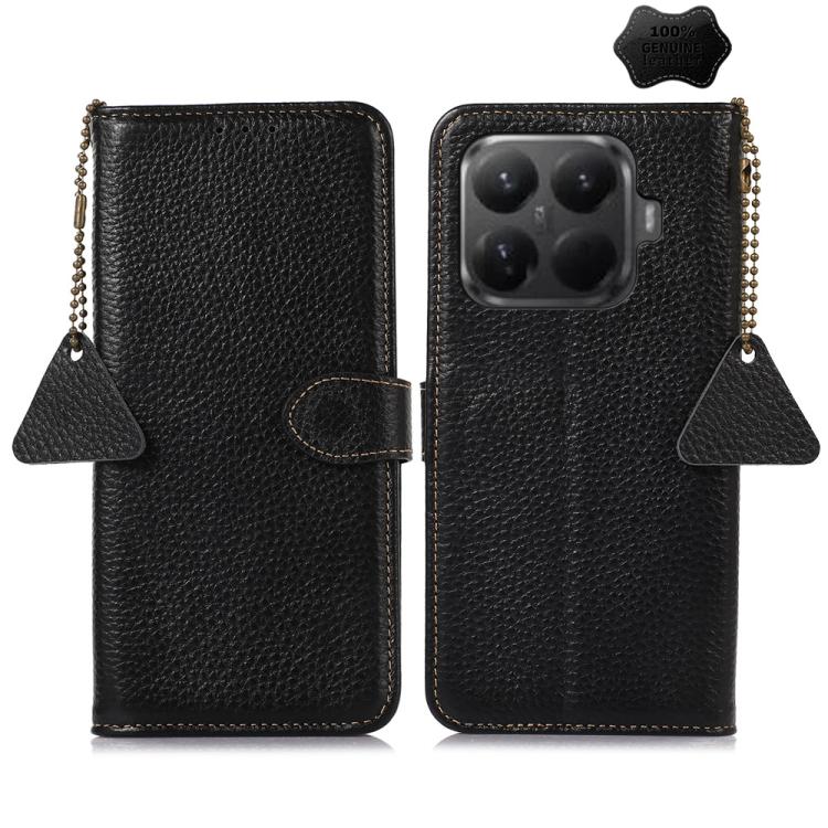 

For Xiaomi 15T Pro 5G Genuine Leather Litchi Texture RFID Leather Phone Case(Black)