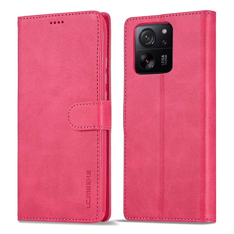 

For Xiaomi 14T Pro LC.IMEEKE Calf Texture Leather Phone Case(Red)