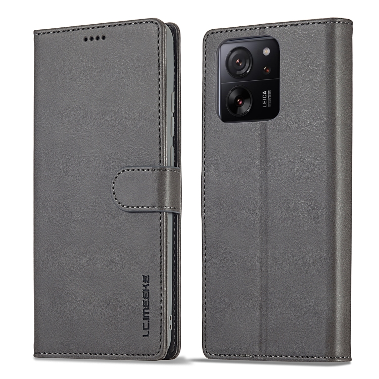 

For Xiaomi 14T Pro LC.IMEEKE Calf Texture Leather Phone Case(Grey)