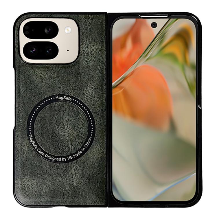 

For Google Pixel 10 Pro Fold Crazy Horse Pattern Leather MagSafe Magnetic Phone Case(Black)