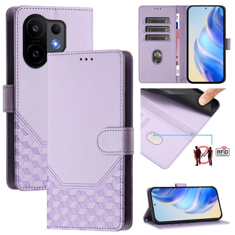 

For vivo S30 Honeycomb Embossing RFID Leather Phone Case(Light Purple)