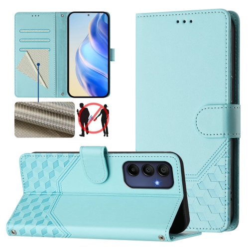 

For Samsung Galaxy A16 Honeycomb Embossing RFID Leather Phone Case(Mint Green)